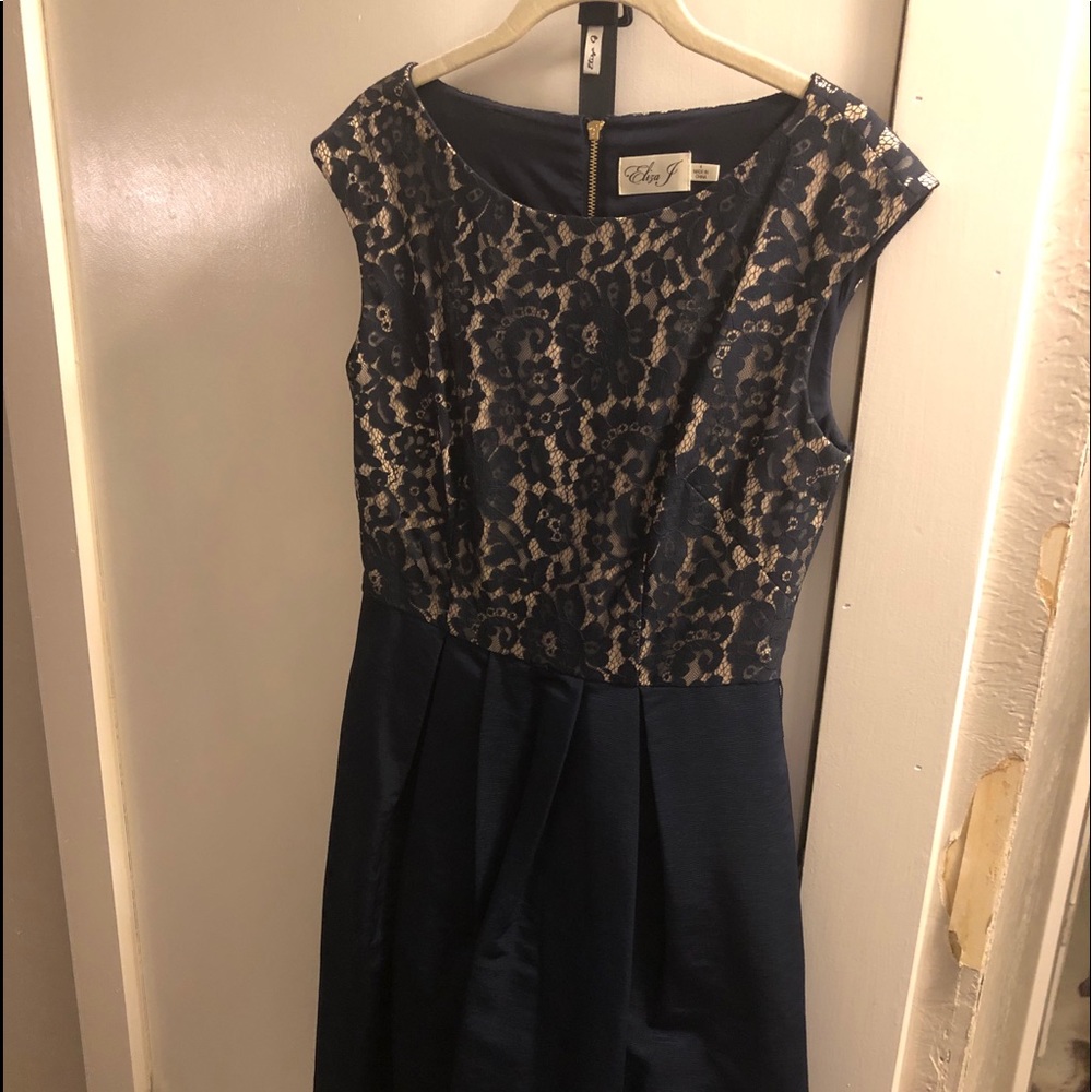 Eliza J size 4 navy blue formal wedding dress